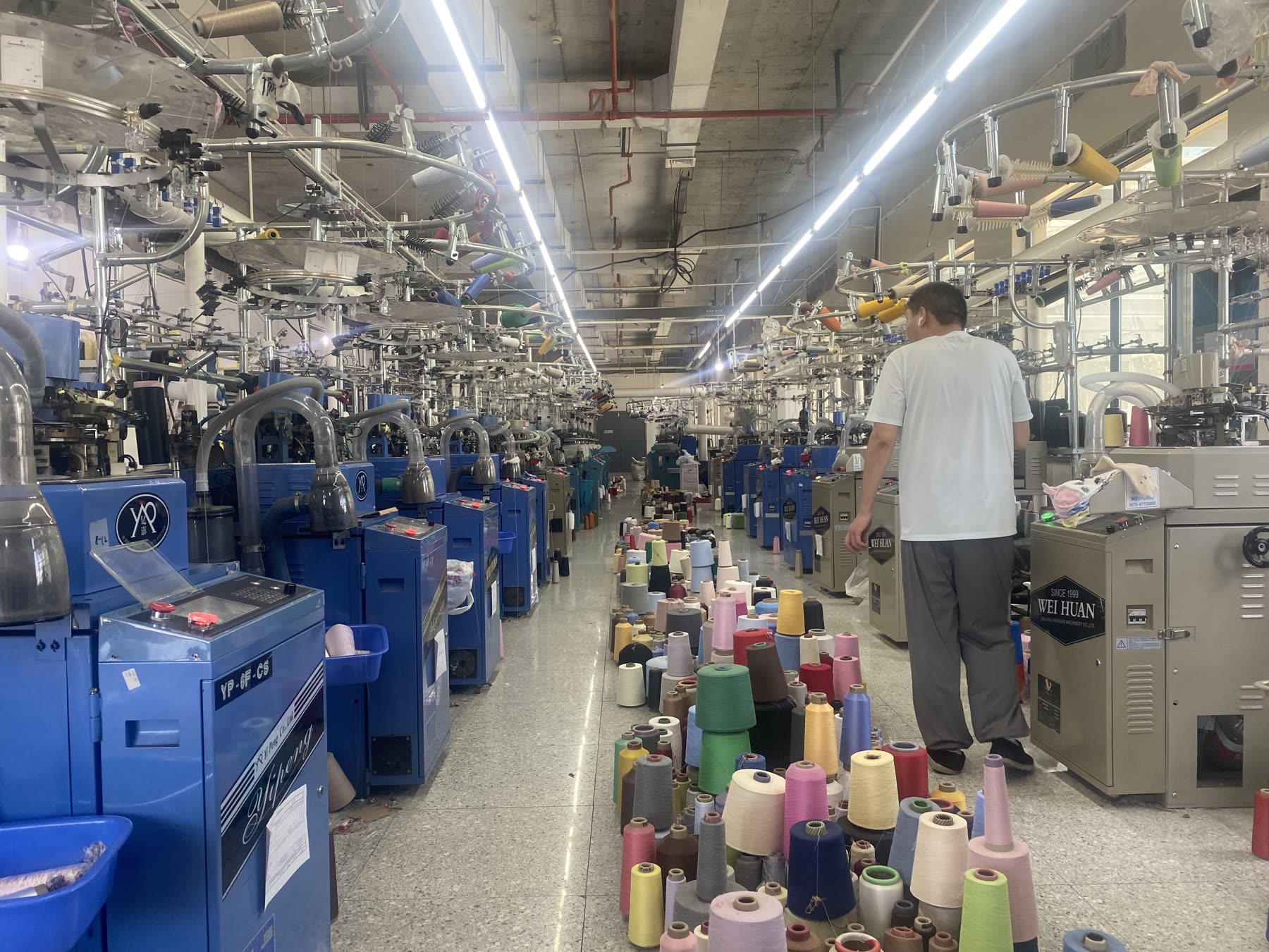 Inside our sock knitting mill